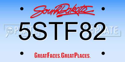 5STF82 South Dakota License Plate