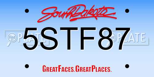 5STF87 South Dakota License Plate