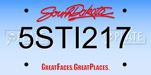 5STI217 South Dakota License Plate