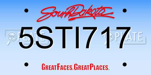 5STI717 South Dakota License Plate