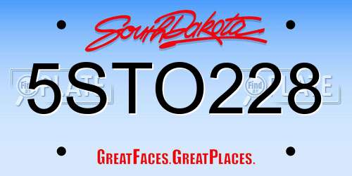 5STO228 South Dakota License Plate