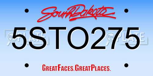 5STO275 South Dakota License Plate