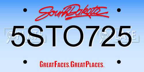 5STO725 South Dakota License Plate