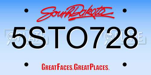 5STO728 South Dakota License Plate