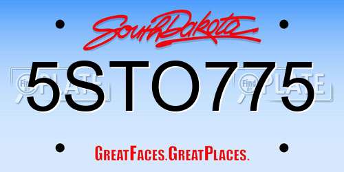 5STO775 South Dakota License Plate