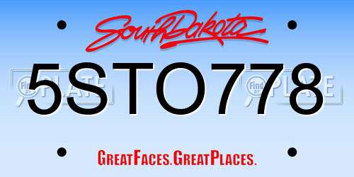 5STO778 South Dakota License Plate