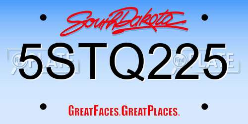 5STQ225 South Dakota License Plate