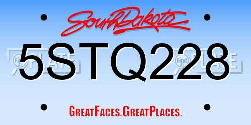 5STQ228 South Dakota License Plate