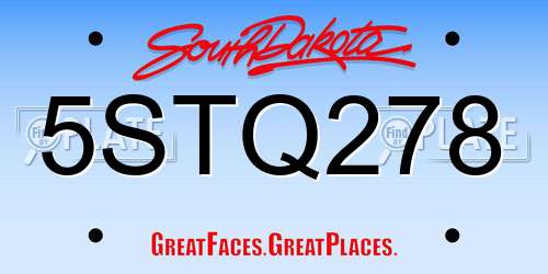 5STQ278 South Dakota License Plate
