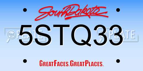 5STQ33 South Dakota License Plate