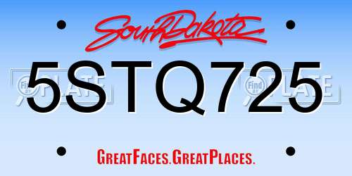 5STQ725 South Dakota License Plate