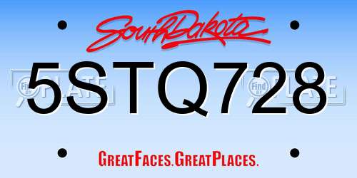 5STQ728 South Dakota License Plate