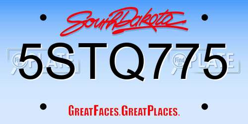 5STQ775 South Dakota License Plate