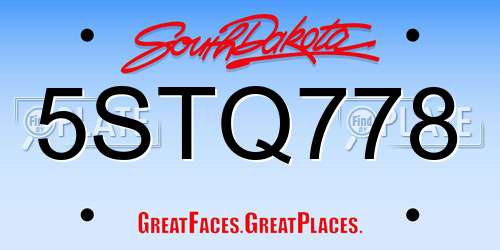 5STQ778 South Dakota License Plate