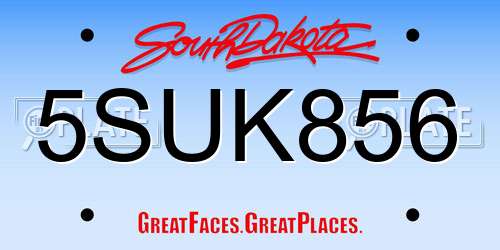 5SUK856 South Dakota License Plate