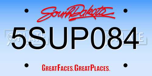 5SUP084 South Dakota License Plate