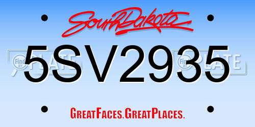 5SV2935 South Dakota License Plate
