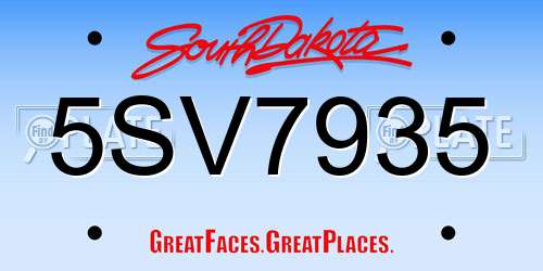 5SV7935 South Dakota License Plate