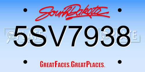 5SV7938 South Dakota License Plate