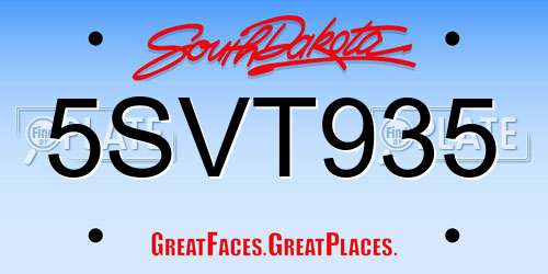 5SVT935 South Dakota License Plate