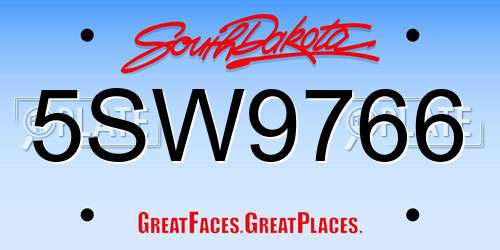 5SW9766 South Dakota License Plate