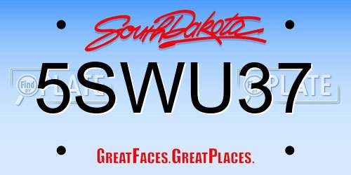 5SWU37 South Dakota License Plate