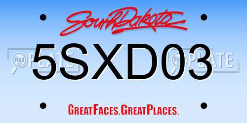 5SXD03 South Dakota License Plate