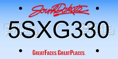 5SXG330 South Dakota License Plate