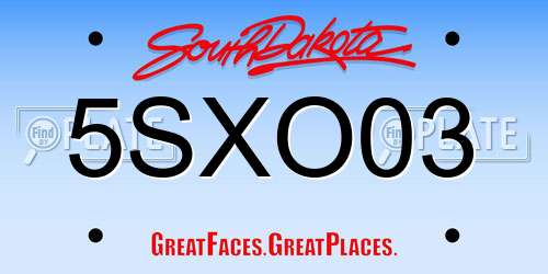 5SXO03 South Dakota License Plate
