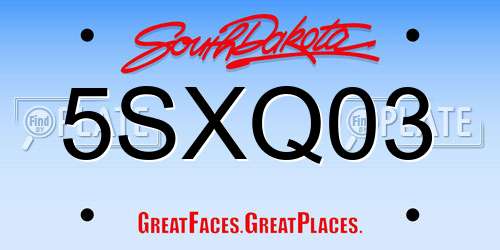 5SXQ03 South Dakota License Plate