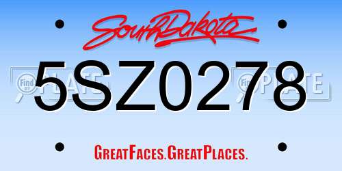 5SZ0278 South Dakota License Plate