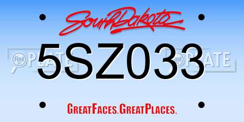 5SZ033 South Dakota License Plate