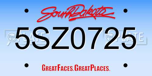 5SZ0725 South Dakota License Plate