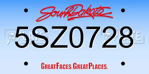 5SZ0728 South Dakota License Plate