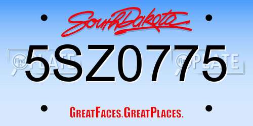5SZ0775 South Dakota License Plate