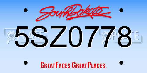 5SZ0778 South Dakota License Plate