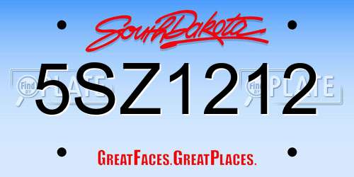 5SZ1212 South Dakota License Plate