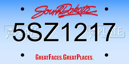 5SZ1217 South Dakota License Plate