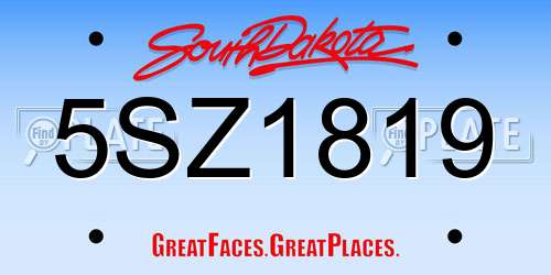 5SZ1819 South Dakota License Plate