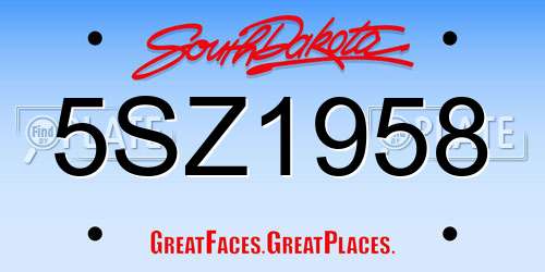 5SZ1958 South Dakota License Plate