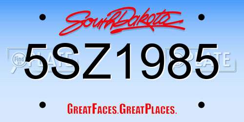 5SZ1985 South Dakota License Plate