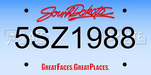5SZ1988 South Dakota License Plate