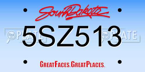 5SZ513 South Dakota License Plate