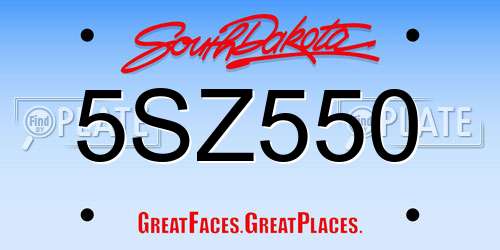 5SZ550 South Dakota License Plate
