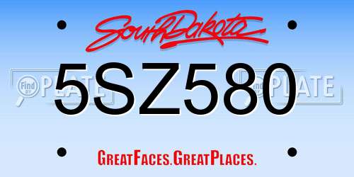 5SZ580 South Dakota License Plate