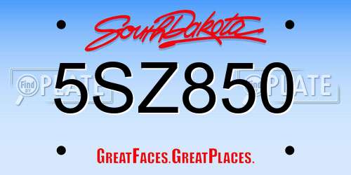 5SZ850 South Dakota License Plate