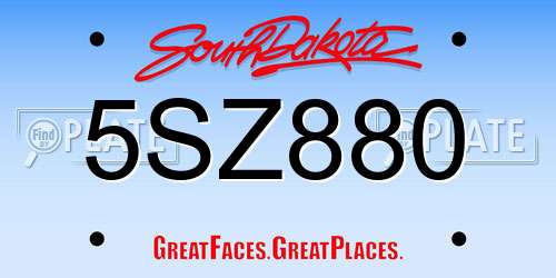 5SZ880 South Dakota License Plate
