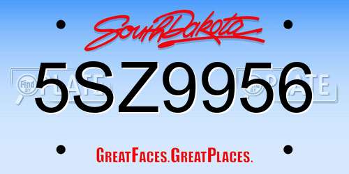 5SZ9956 South Dakota License Plate