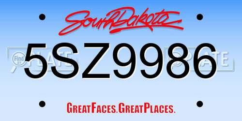 5SZ9986 South Dakota License Plate
