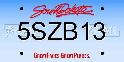 5SZB13 South Dakota License Plate